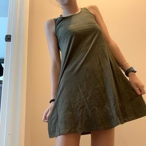 Mini hunter green dress with tie in back